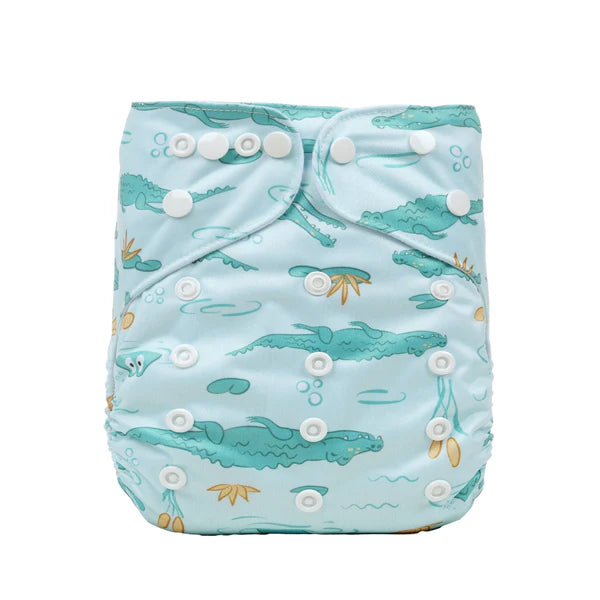 Bear & Moo Crocodiles Cloth Nappy OSFM Suede Cloth