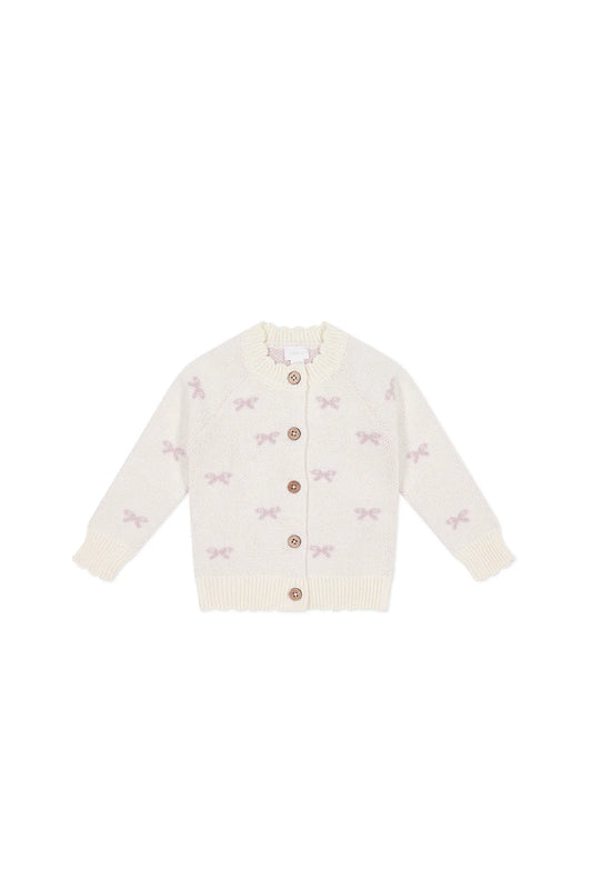 Jamie Kay - Daisy Cardigan Ballet Bow Egret 1YR