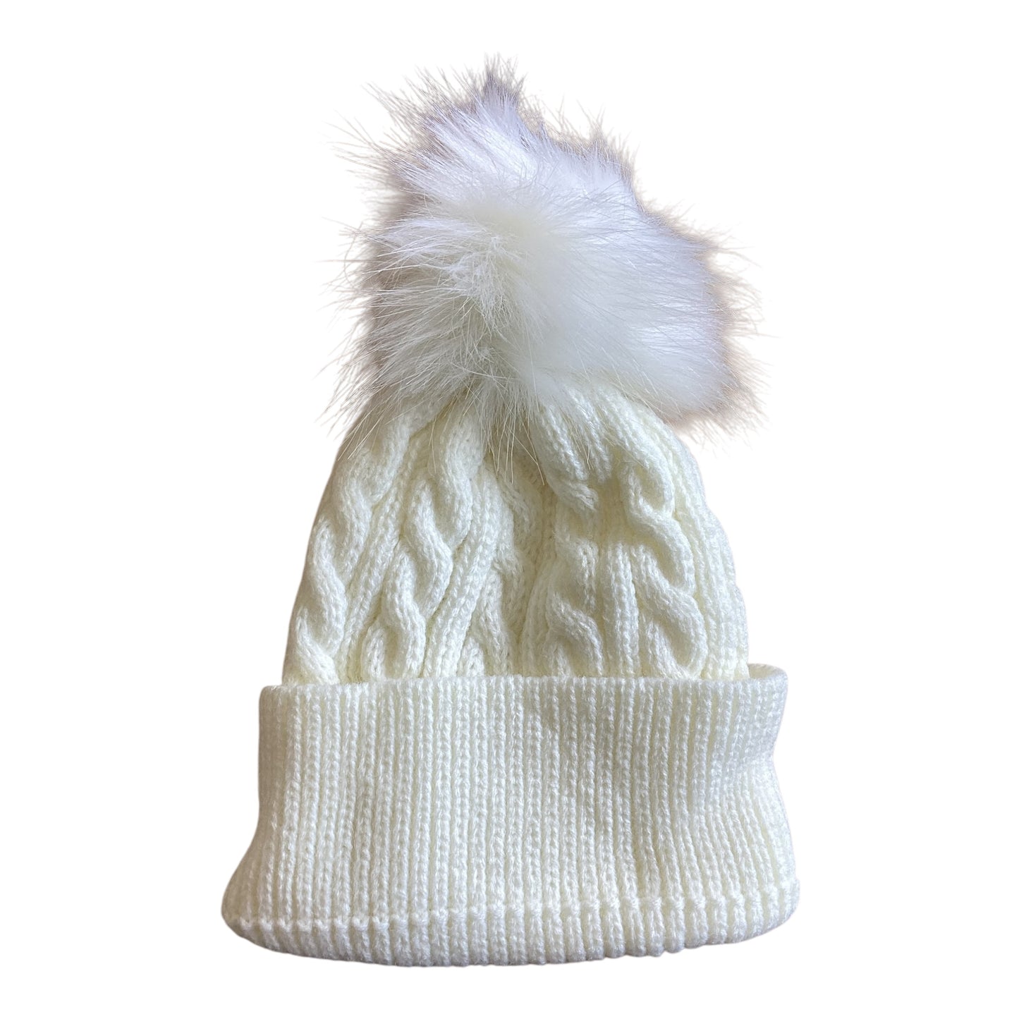 Acrylic 0-2YR Pom Pom Beanie White