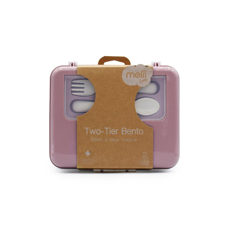 Melii 2 Tier Bento Box with Utensils- Luxe Pink