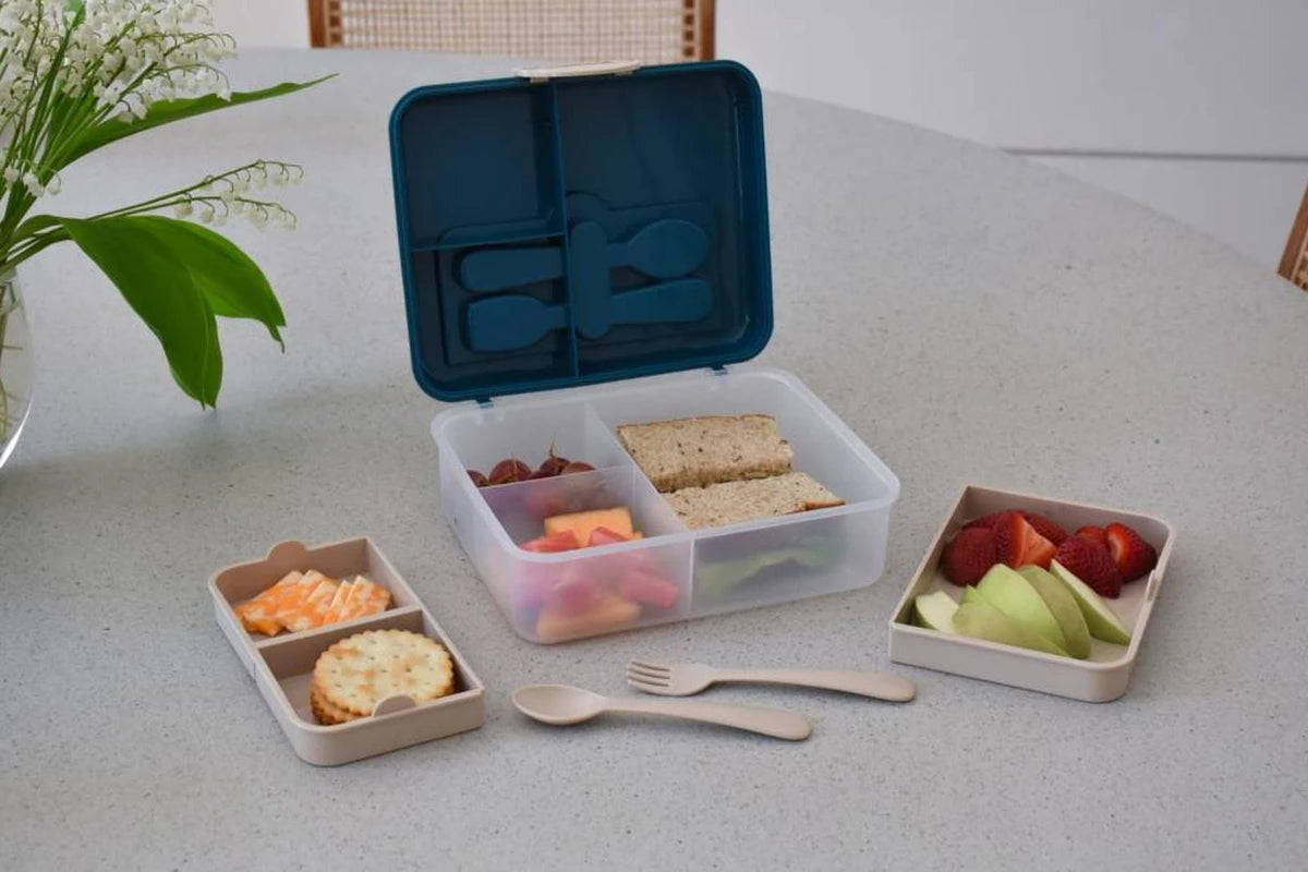 Melii 2 Tier Bento Box with Utensils- Luxe Blue