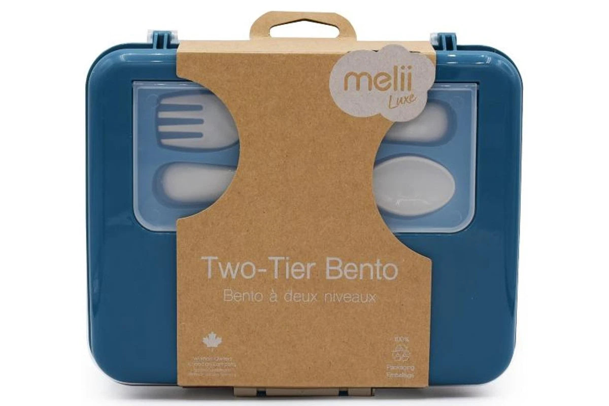 Melii 2 Tier Bento Box with Utensils- Luxe Blue