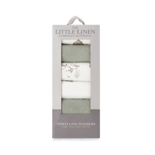Little Linen - Towelling Washer 6pk Farmyard Lamb