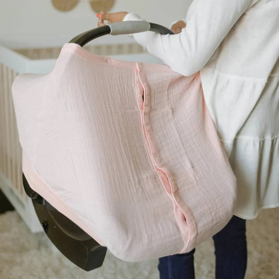 Little Unicorn Muslin Car Seat Canopy V2 - Rose Petal