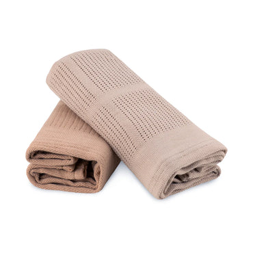 LITTLE BAMBOO CELLULAR BLANKET 2PK - ICED COFFEE