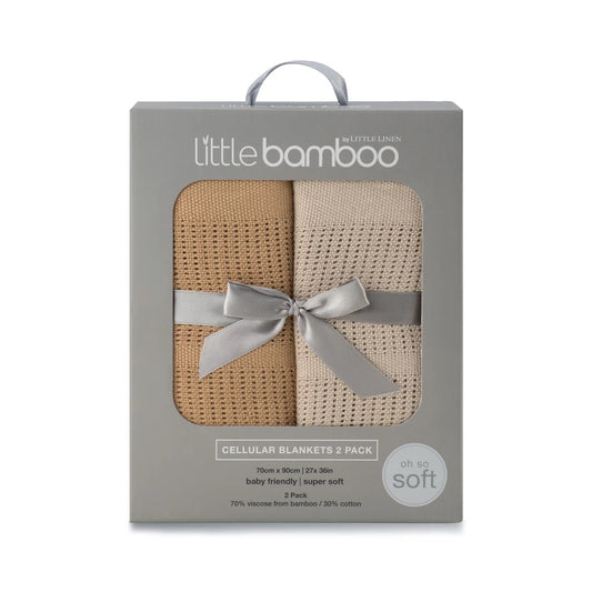LITTLE BAMBOO CELLULAR BLANKET 2PK - ICED COFFEE