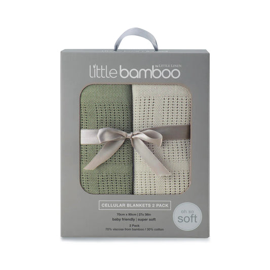 LITTLE BAMBOO CELLULAR BLANKET 2PK - BAYLEAF