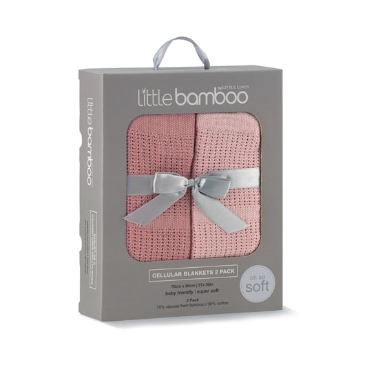 LITTLE BAMBOO CELLULAR BLANKET 2PK - DUSTY ROSE