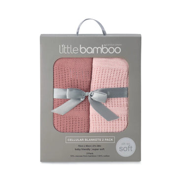 LITTLE BAMBOO CELLULAR BLANKET 2PK - DUSTY ROSE