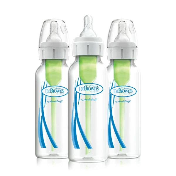 Dr Brown’s 250ml Narrow Neck Feeding Bottle with Level 1 Teat 3pk