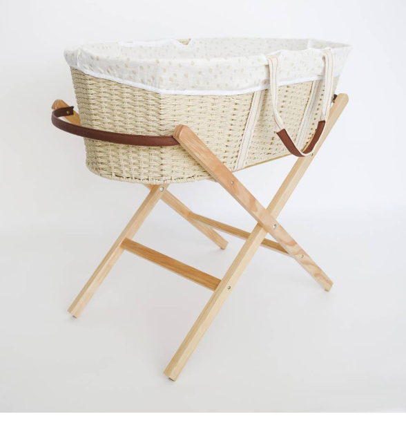 Nestling Moses Basket, Stand Sage Liner (Incl Mattress) – Bubs
