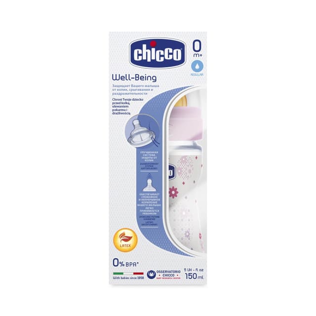 Chicco Well-being 150ml 0m+ Girl Bottle PP LTX