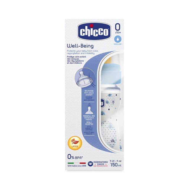 Chicco Well-being 150ml 0m+ Boy Bottle PP LTX
