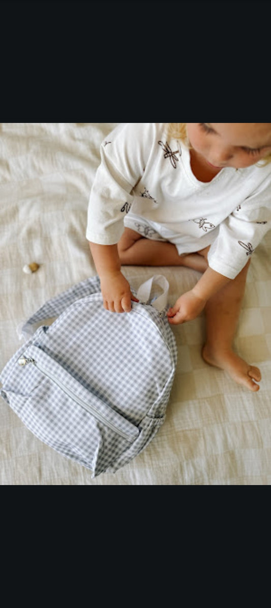 Grey Gingham Mini/Toddler Backpack