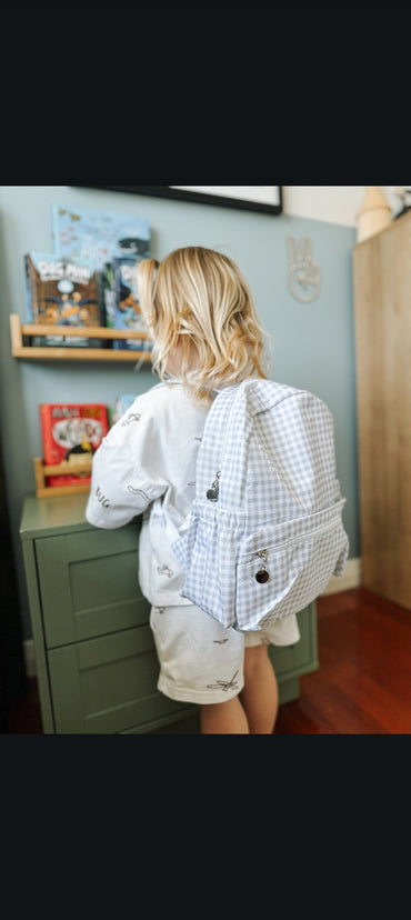 Grey Gingham Mini/Toddler Backpack