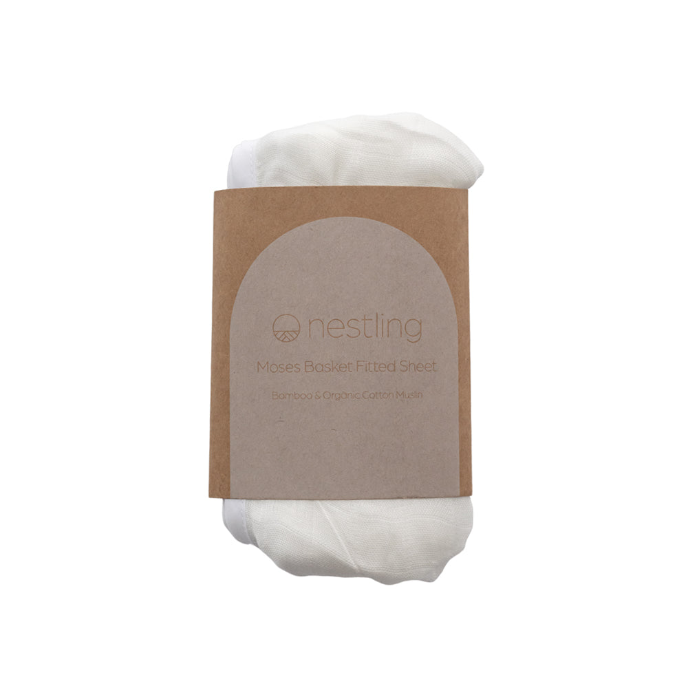 Nestling Moses Basket Muslin Fitted Sheet - White