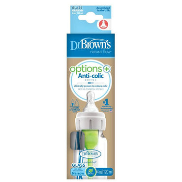 Dr Browns 120ml Options+ Glass Bottle - Anti-Colic Level 1