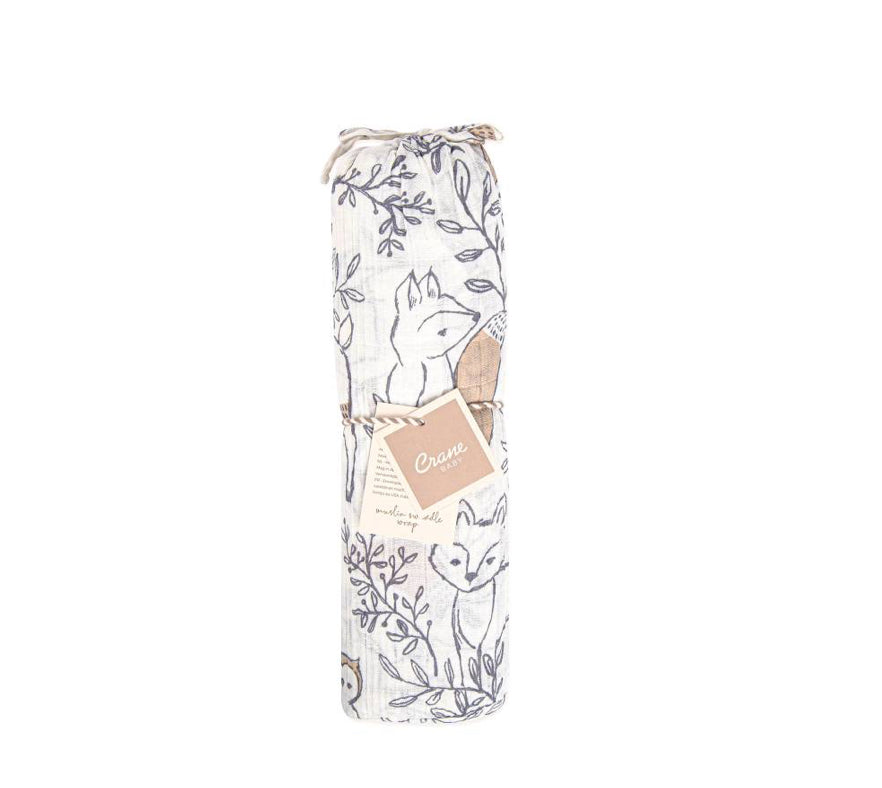 Crane Baby Single Swaddle - Ezra Woodland