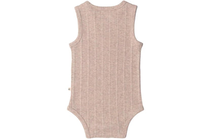 Woolbabe Organic Cotton/Merino Singlet Suit - Dune Marl