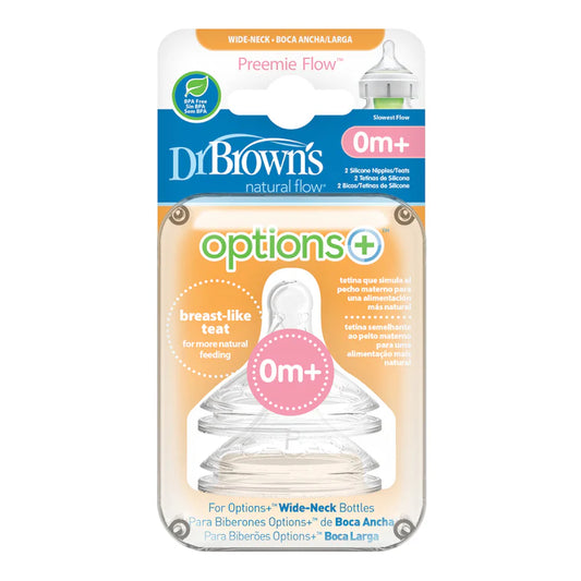 Dr Browns Options+ Wide Neck Replacement Teats 2PK
