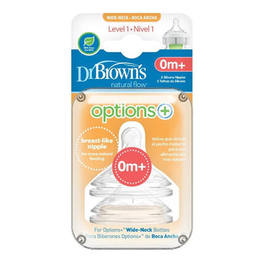 Dr Browns Options+ Wide Neck Replacement Teats 2PK