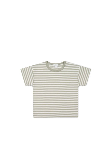 Jamie Kay - Pima Cotton Hunter Tee - Narrow Stripe Moss/Cloud