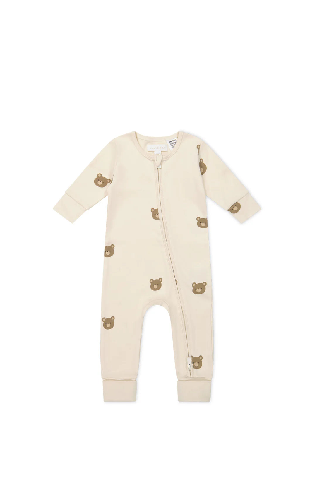 Jamie Kay - Organic Cotton Reese Zip Onepiece - Bobbie Bear Tofu