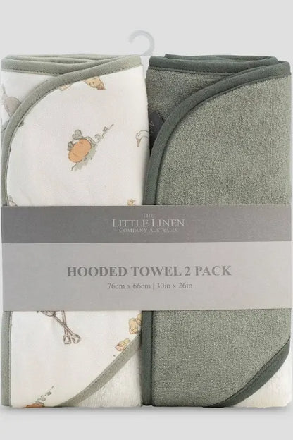 LITTLE LINEN HOODED TOWEL 2PK