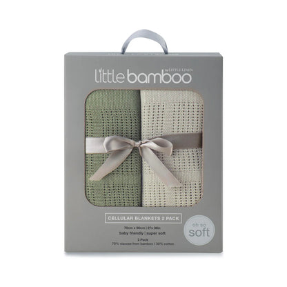 LITTLE BAMBOO CELLULAR BLANKET 2PK - BAYLEAF