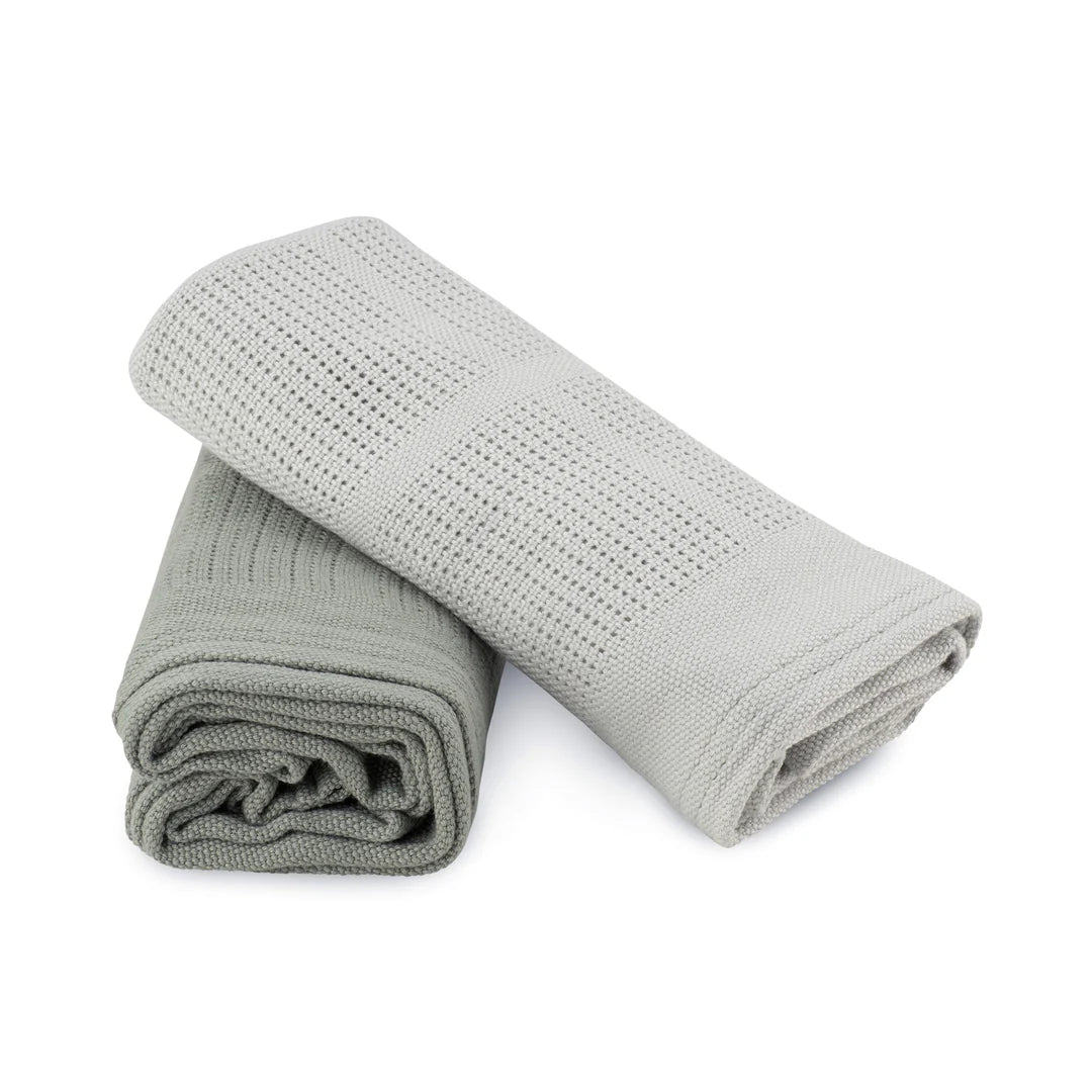 LITTLE BAMBOO CELLULAR BLANKET 2PK - BAYLEAF