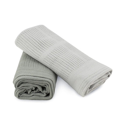 LITTLE BAMBOO CELLULAR BLANKET 2PK - BAYLEAF