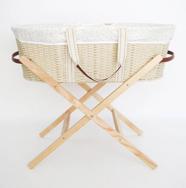 Nestling Moses Basket, Stand & Sage Liner (Incl Mattress)