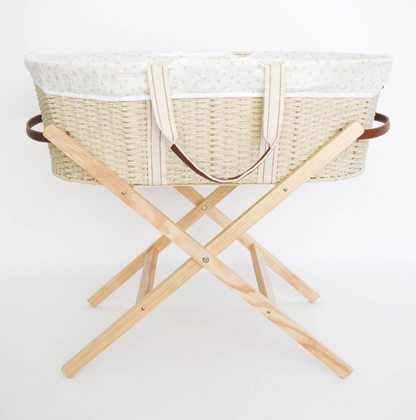 Nestling Moses Basket, Stand & Sage Liner (Incl Mattress)