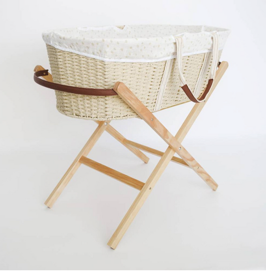 Nestling Moses Basket, Stand & Sage Liner (Incl Mattress)