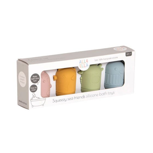 All 4 Ella - Squeezy Sea Friends Silicone Bath Toys 4pk