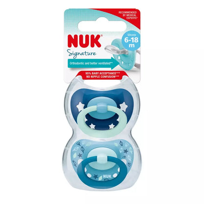 NUK Signature Silicone Soothers 2pk 6-18M