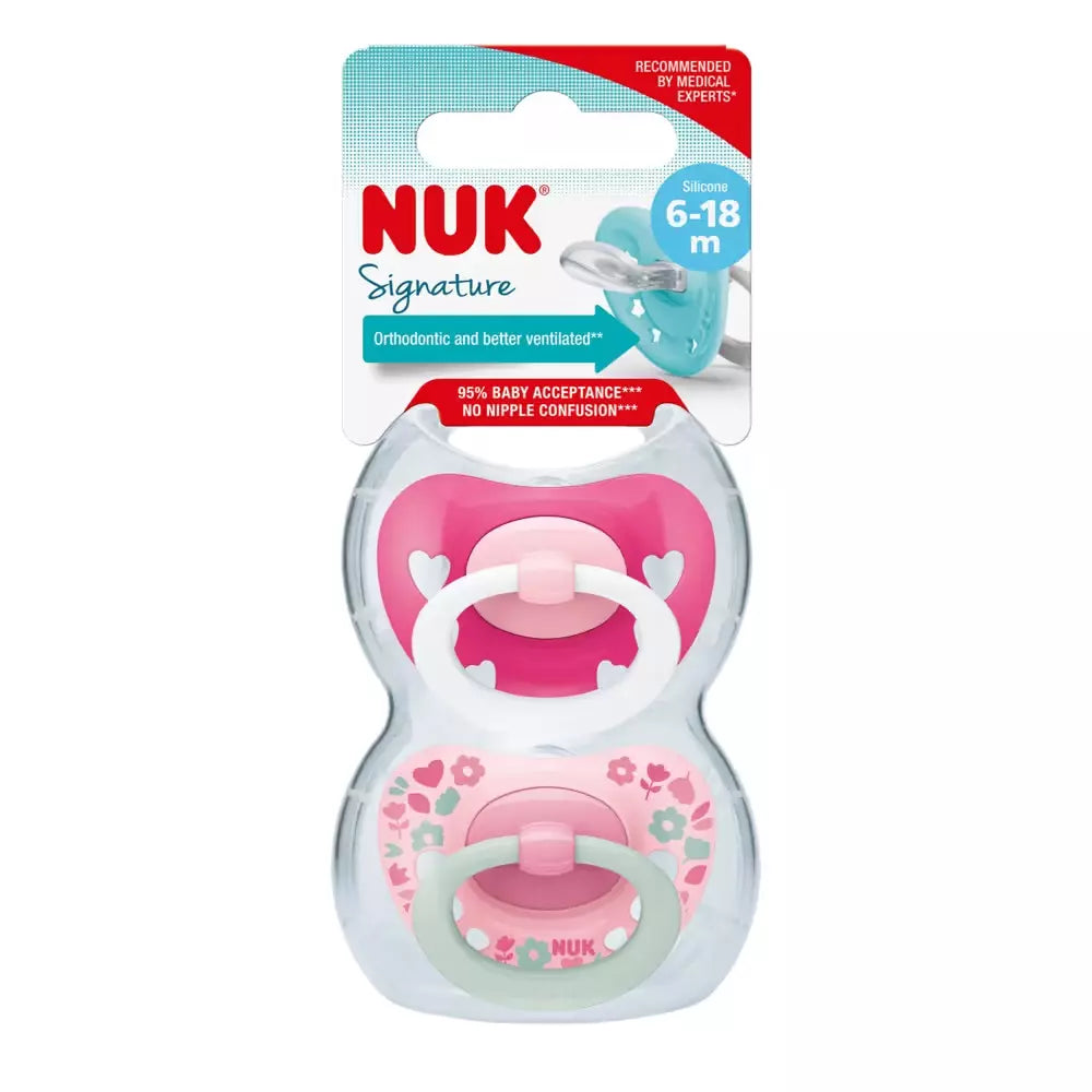 NUK Signature Silicone Soothers 2pk 6-18M