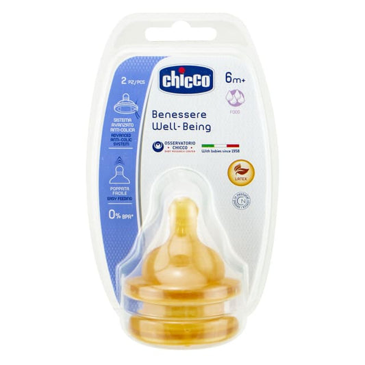 Chicco Well-being Latex Teat 6m+ Food Flow 2pk