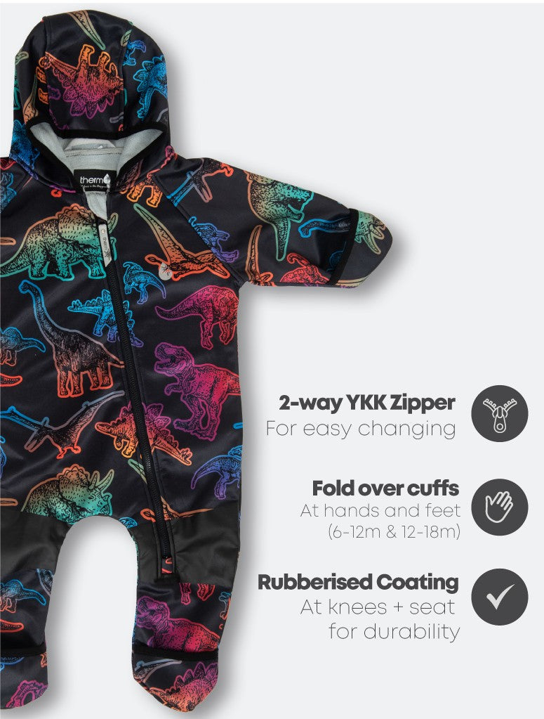 Therm All-Weather Fleece Onesie - Neon Dino | Waterproof Windproof Eco